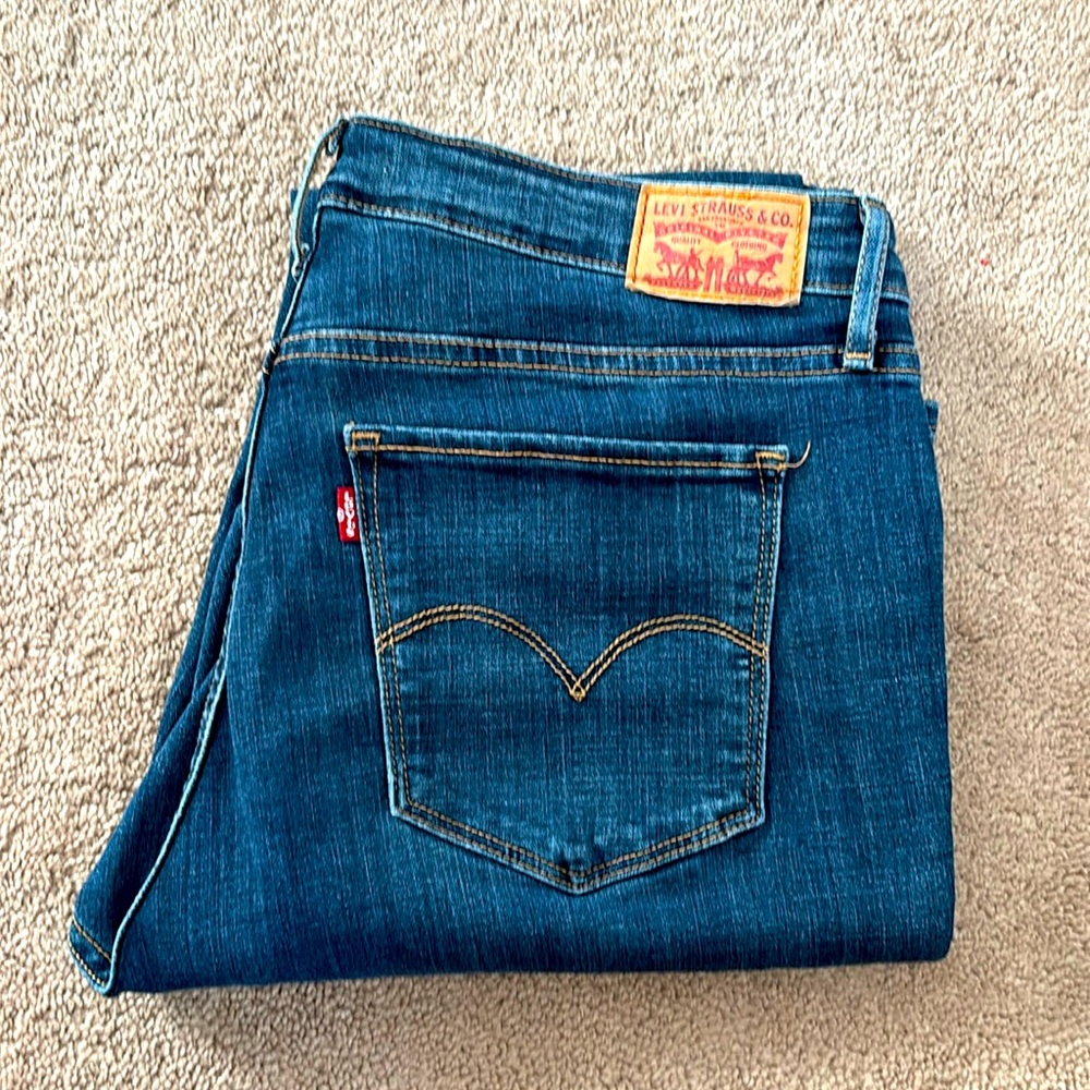 LEVI 725 High Rise Bootcut Dark Denim Jeans size 33/32